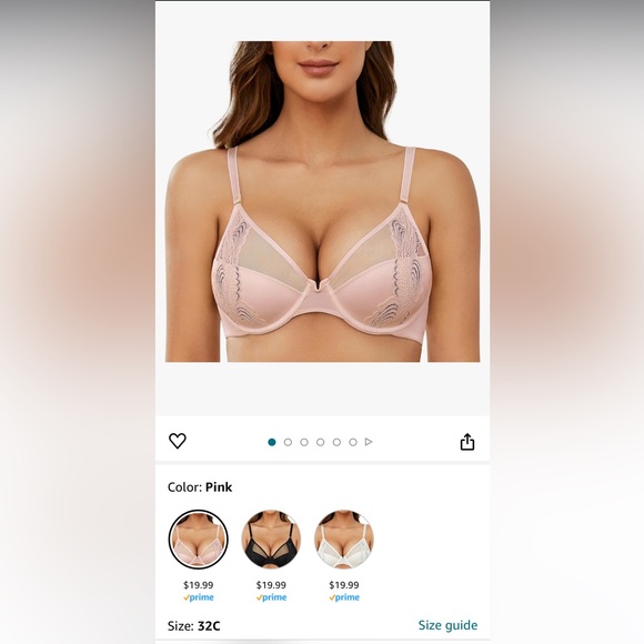 FREE SHIPPING Pastel Pink bra with Blue Lace Detailing - Picture 4 of 6